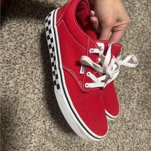 Vans Kids Red Canvas Checkered Shoes